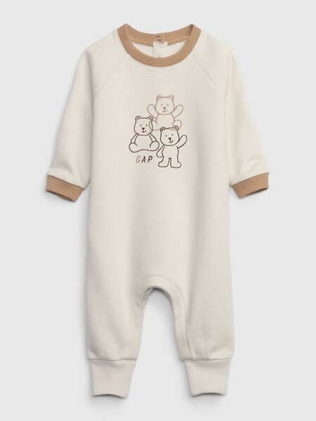 Cream Graphic Brannan Bear Long Sleeve Baby Sleepsuit (K27378) | £30