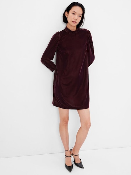 Purple Mock Neck Long Sleeve Mini Dress (K27489) | £45