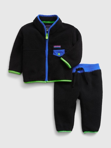 Black Arctic Fleece Mock Neck Outfit Set (K27692) | £35