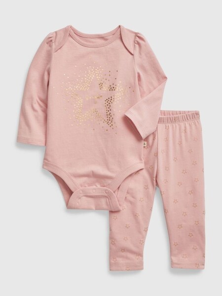 Pink Graphic Baby Bodysuit & Leggings Set (K27924) | £15