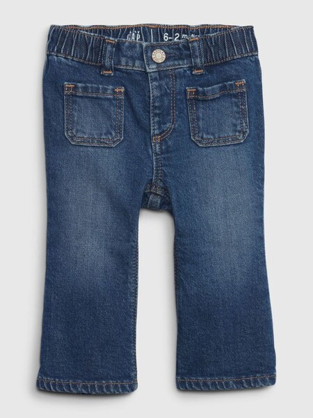 Dark Wash Blue Organic Cotton Flare Jeans - Baby (K27946) | £10
