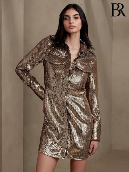 Banana Republic Gold Ulla Sequin Dress (K29420) | £185