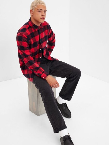 Red & Black Organic Cotton Flannel Shirt (K29592) | £21