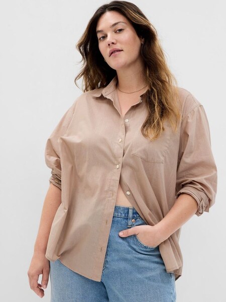 Brown Metallic Oversized Shirt (K29631) | £40