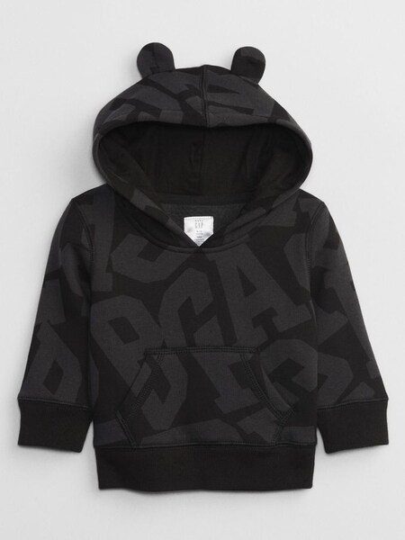 Black Logo All Over Print Graphic Hoodie (K30477) | £18