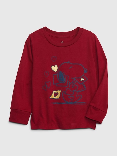 Red Peanuts Graphic Peanuts Long Sleeve Crew Neck T-Shirt (K30499) | £8