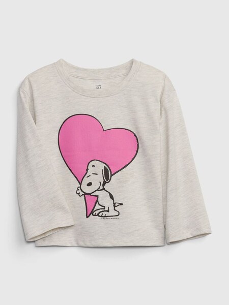 Neutral/Natural Graphic Peanuts Long Sleeve Crew Neck T-Shirt (K30524) | £18