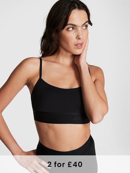 Pure Black Non Wired Lightly Lined Sports Bra (K30829) | £25