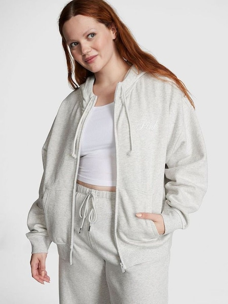 Heather Stone Grey Fleece Full Zip Hoodie (K30930) | £45