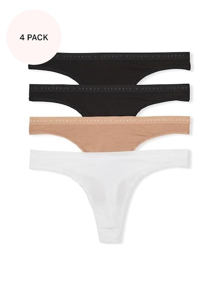 Black/White/Nude Thong Multipack Knickers (K31564) | £20
