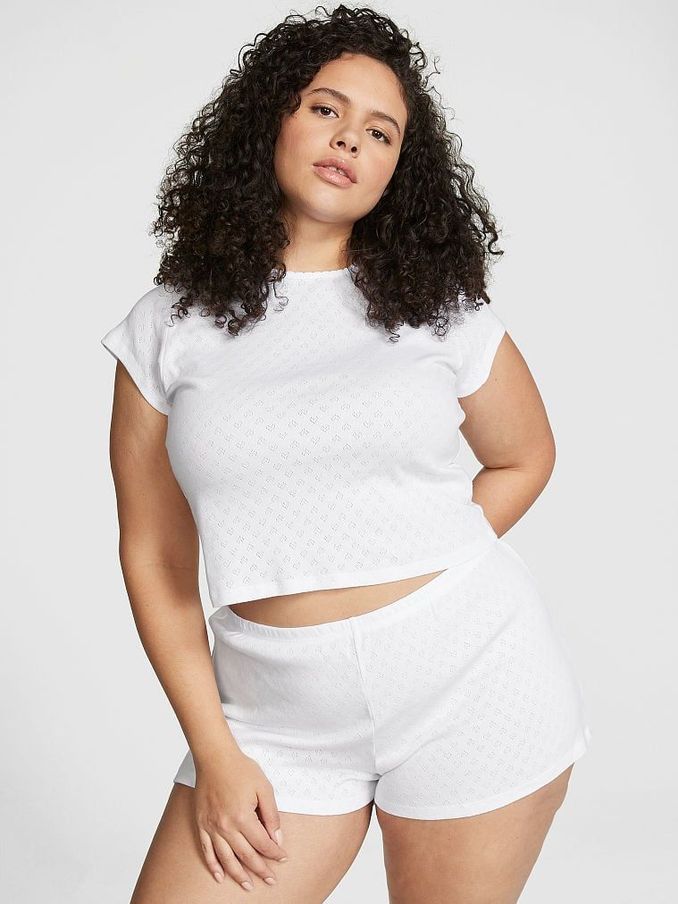 Plus size white short set shop