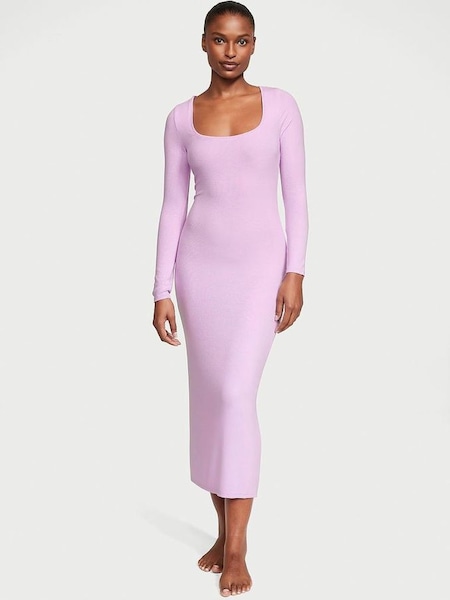 Violet Sugar Purple Ribbed Modal Long Slip Dress (K31888) | £45