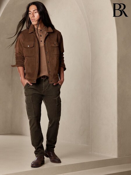 Banana Republic Green Brushed Traveler Cargo Trousers (K32086) | £130