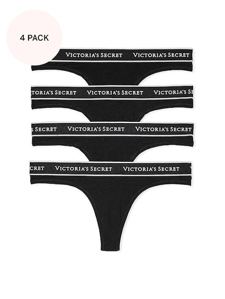 Black Thong Logo Multipack Knickers (K32187) | £20