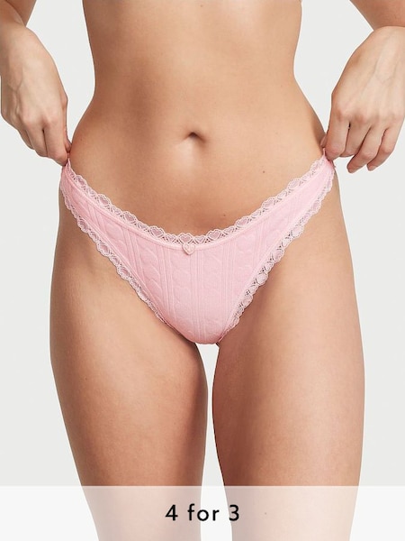 Pretty Blossom Pink Pointelle Thong Knickers (K32195) | £9