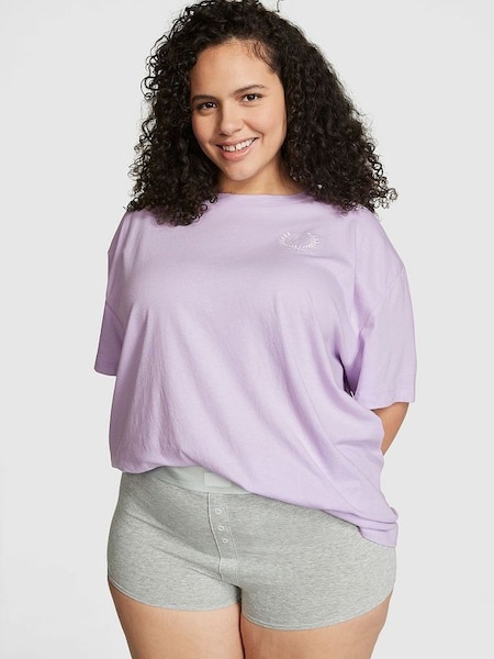 Pastel Lilac Cotton Oversized Sleep T-Shirt (K32204) | £20