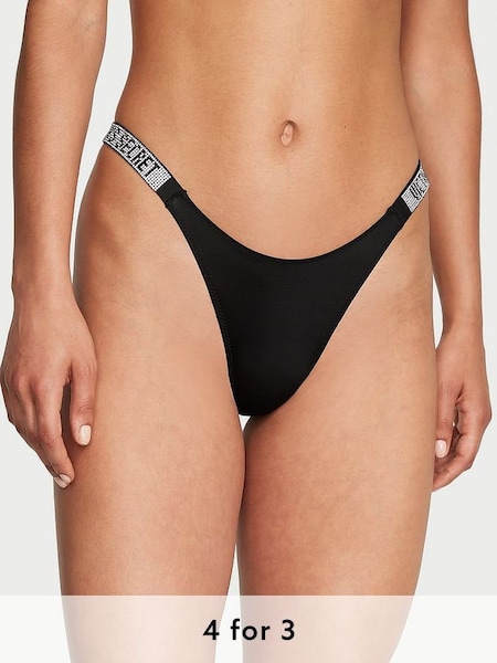 Black Smooth Brazilian Shine Strap Knickers (K33529) | £20