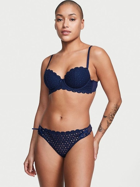 Ensign Navy Blue Thong Lace Knickers (K33548) | £29