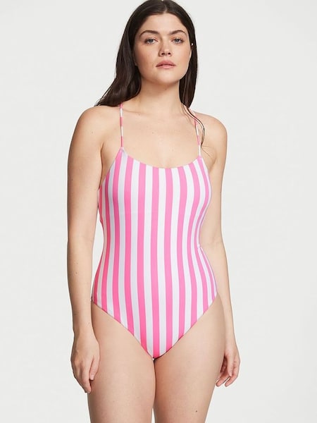 Pink Cabana Stripe Scoop Neck Swimsuit (K34852) | £25