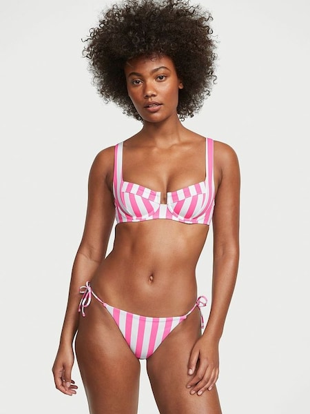 Pink Stripes Balconette Swim Bikini Top (K35158) | £25