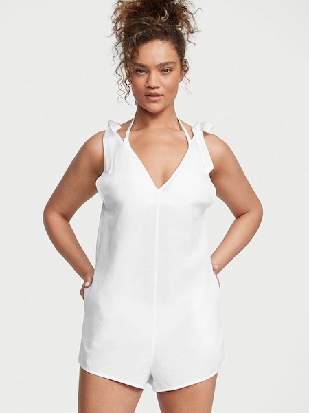 White Linen Playsuit Cover Up (K35400) | £45