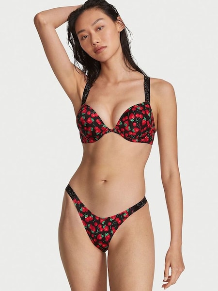 Black Sweet Berries Thong Swim Bikini Bottom (K36875) | £19
