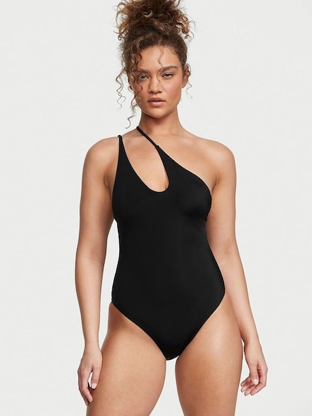 Black Nero Cut Out One Shoulder One Piece Swimsuit (K37938) | £63