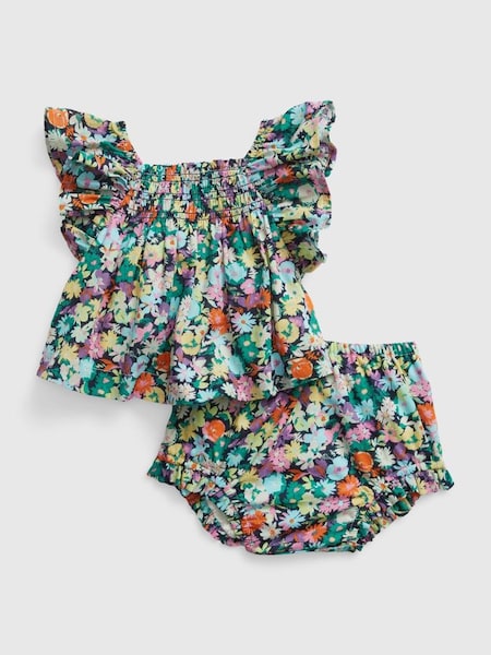Floral Flutter Sleeve Baby Top & Shorts Set (K40544) | £16