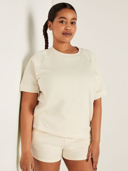 Cream Short Sleeve Oversized Crew Neck T-Shirt (K40916) | £26