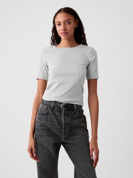 Grey Modern Crew Neck Short Sleeve T-Shirt (K41231) | £20