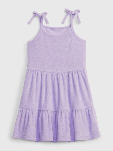 Purple Towel Terry Tiered Sleeveless Dress (K41358) | £10
