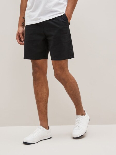 Black 7" Linen Cotton Shorts (K41975) | £18