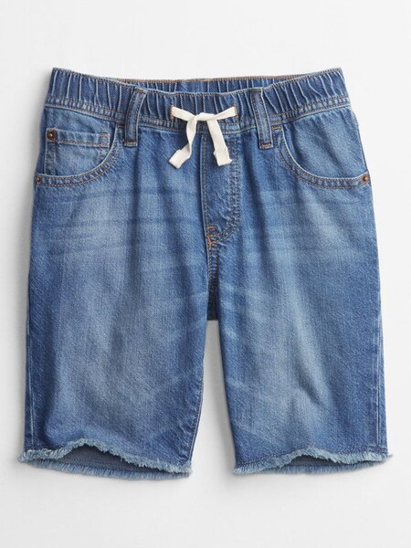 Mid Wash Blue Distressed Denim Pull On Shorts (K42016) | £10
