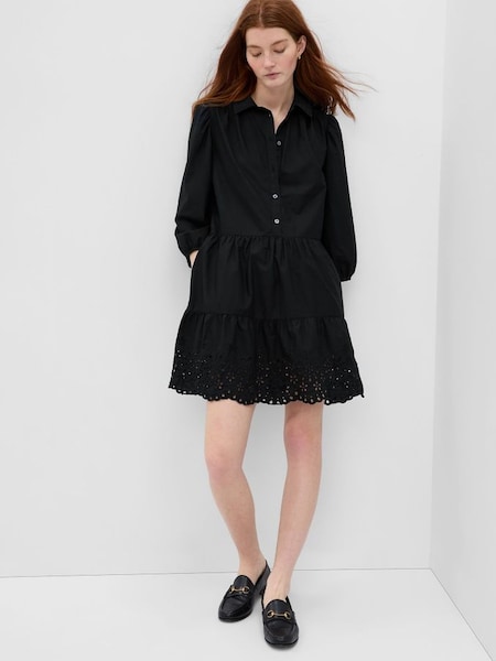 Black Puff Long Sleeve Shirtdress (K42200) | £29