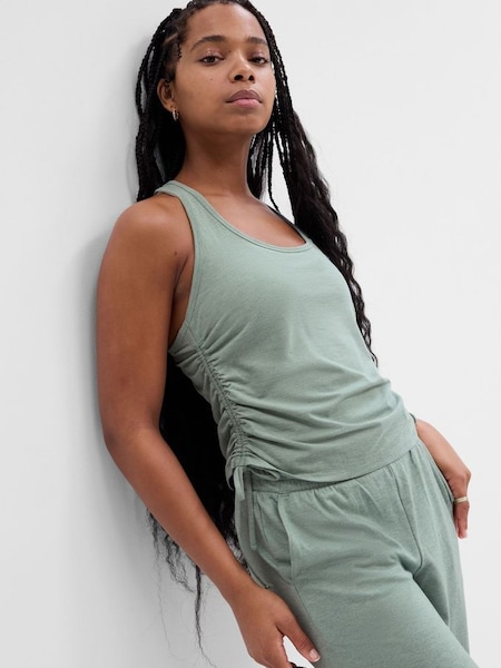 Green Fit Brushed Jersey Ruched Tank Top (K42317) | £8