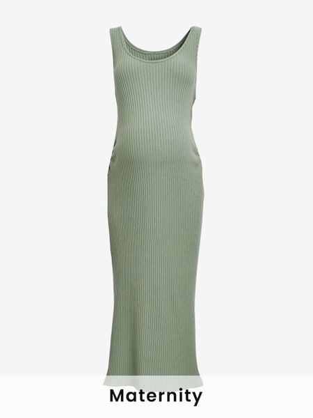 Green Maternity Ribbed Tank Midi Dress (K42340) | £32