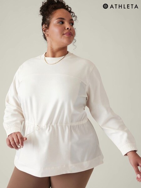 Athleta Cream Crew Neck Cinched Lightweight Sweatshirt (K42474) | £100
