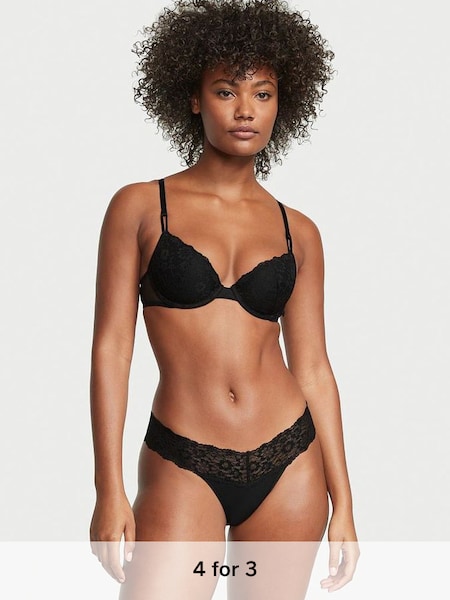 Black Posey Lace Waist Thong Knickers (K42766) | £9