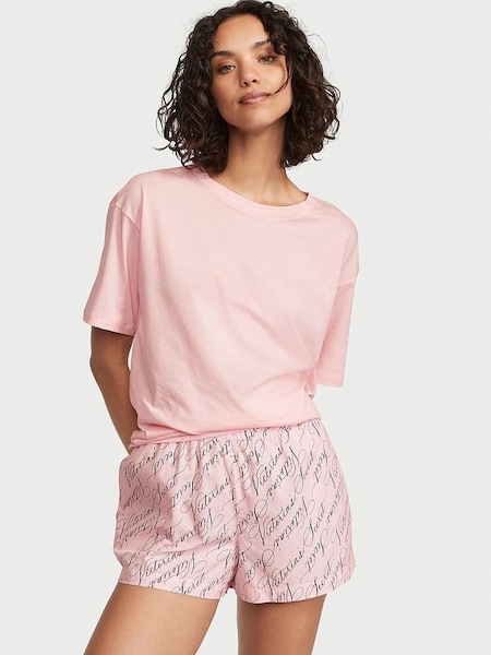 Pretty Blossom Pink Script Short Pyjamas (K43657) | £39