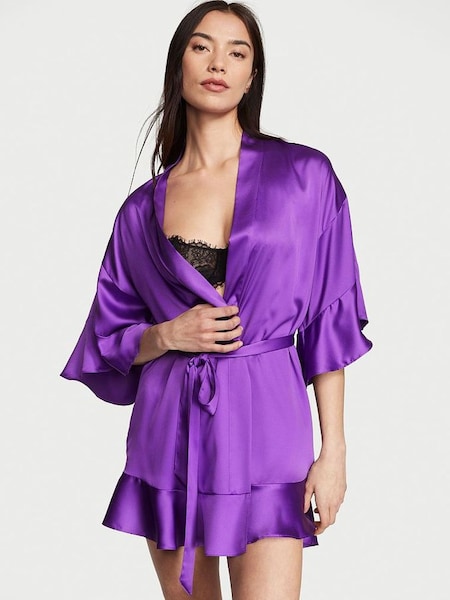 Violetta Purple Satin Flounce Satin Robe (K43668) | £24