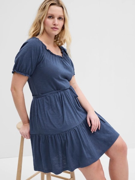 Blue ForeverSoft Tiered Short Sleeve Mini Dress (K43841) | £17