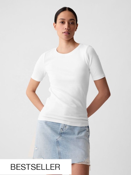White Modern Crew Neck Short Sleeve T-Shirt (K43880) | £20