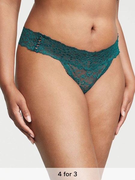 Black Ivy Green Double Side Lace Up Thong Lace Knickers (K43966) | £14