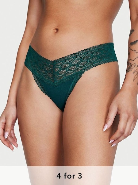 Black Ivy Green Geo Thong Lace Waist Knickers (K44000) | £9
