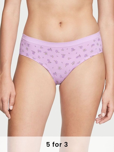 Silky Lilac Purple Ditsy Floral Print Hipster Seamless Hipster Knickers (K44026) | £9