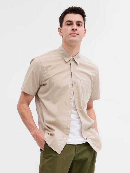 Neutral Stretch Poplin Shirt in Slim Fit (K44167) | £13