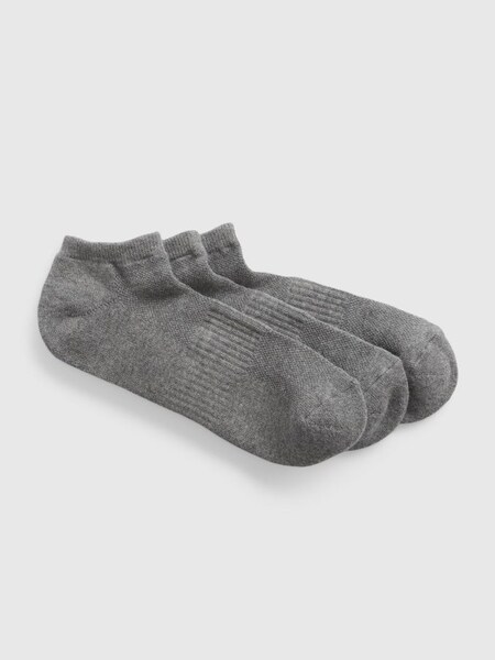 Grey Adults Athletic Ankle Socks 3-Pack (K44535) | £10