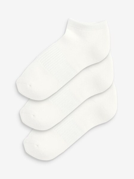 White Adults Athletic Ankle Socks 3-Pack (K44536) | £8