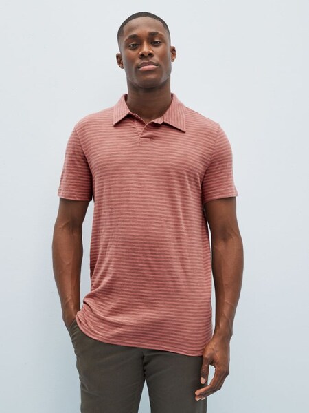 Red Lived-In Johnny Collar Polo Shirt (K44814) | £11