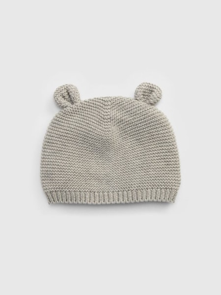 Grey Brannan Bear Ribbed Knit Baby Beanie Hat (K44944) | £8